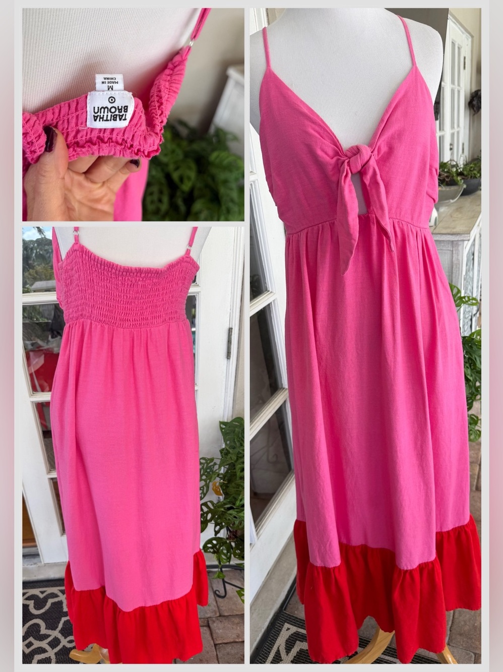 Tabitha Bright Pink Tie-Front Maxi Dress